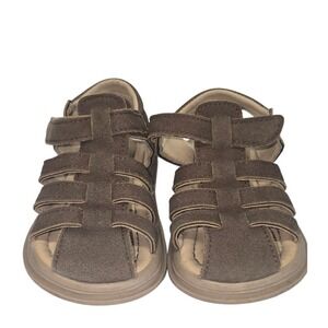 Fashion Kids Brown Faux‎ Suede Fisherman Sandals Hook and Loop Size 24 170